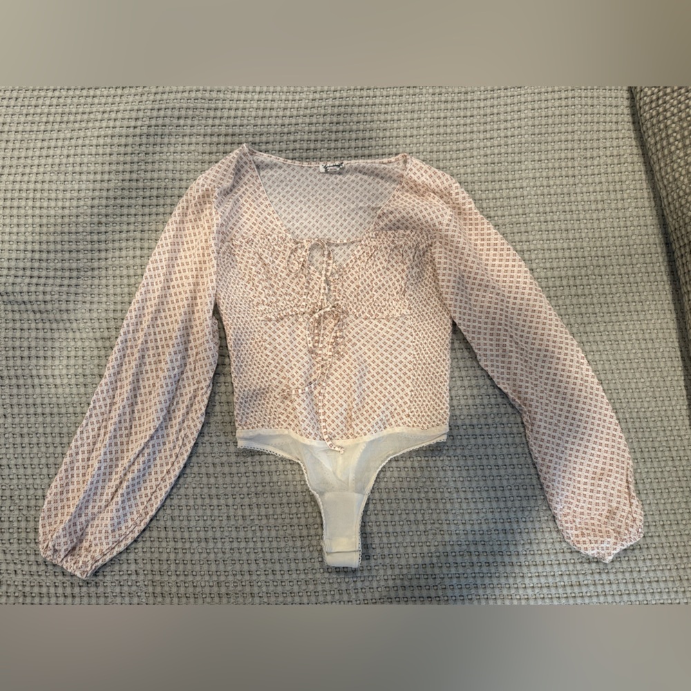 NWOT Free People Pink Polka Dot Bodysuit